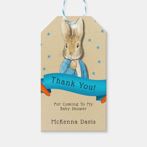 Peter Rabbit Carrots and Stars Boy Baby Shower Gift Tags