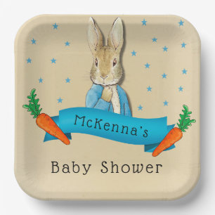 Peter Rabbit Carrots and Stars Boy Baby Shower Paper Plates