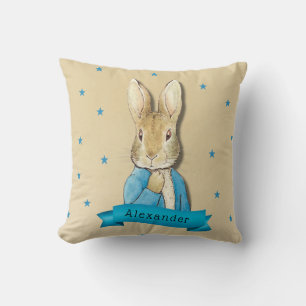 Peter Rabbit Carrots and Stars Boy Custom Throw Pillow