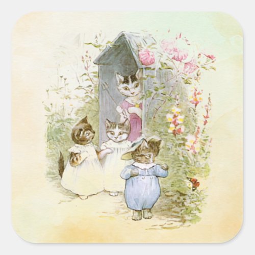 Peter Rabbit cats Square Sticker