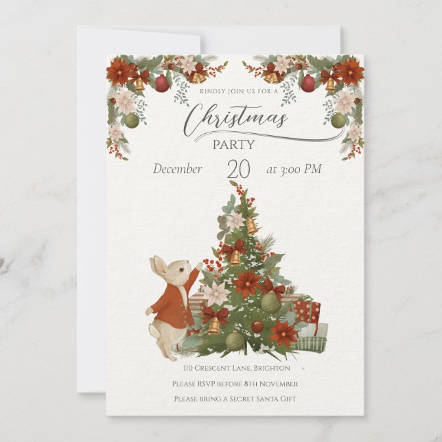 Peter Rabbit Christmas Invitation (Front)