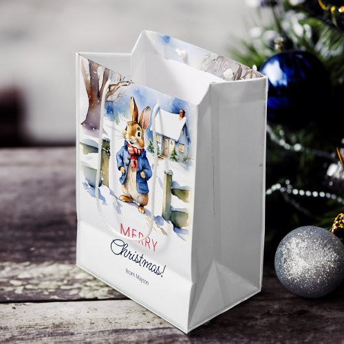 Peter rabbit Christmas personalized template Medium Gift Bag