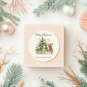 Peter Rabbit Christmas tree Classic Round Sticker