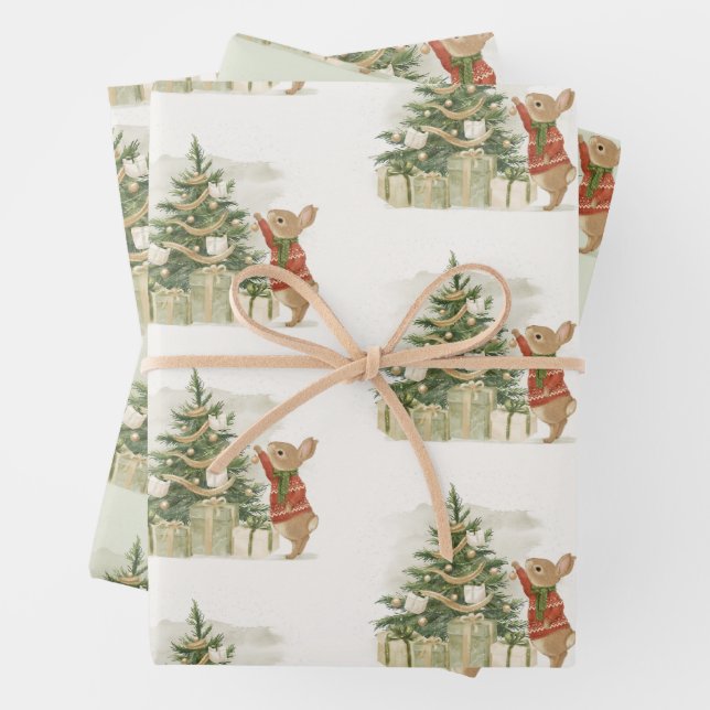 Peter Rabbit Christmas tree Wrapping Paper Sheets (In situ)