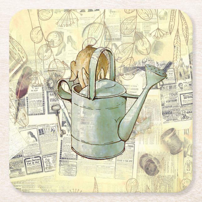 peter rabbit composition square paper coaster (Front)
