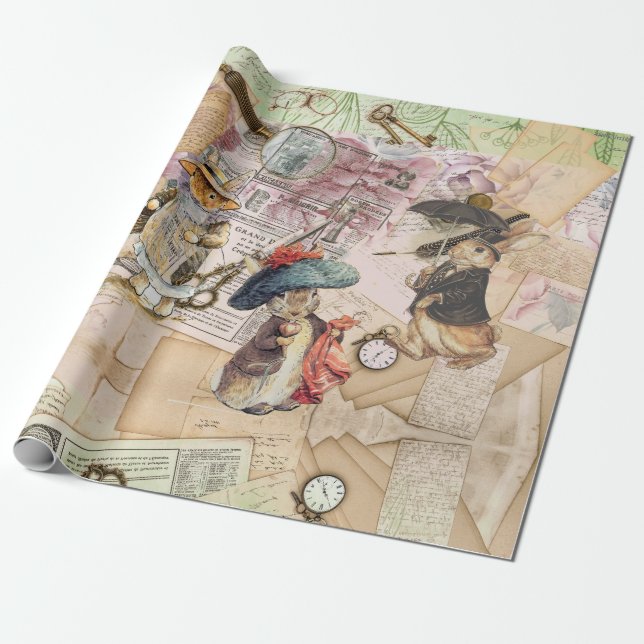 peter rabbit composition  wrapping paper (Unrolled)