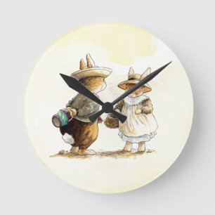 Peter Rabbit (couple) Round Clock