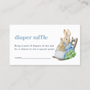 Peter Rabbit Diaper Raffle Baby Shower Insert Card