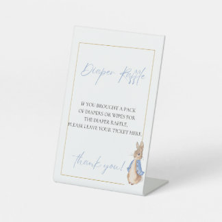 Peter rabbit diaper raffle pedestal sign
