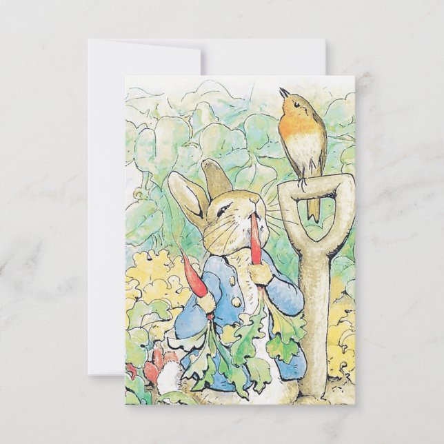 “Peter Rabbit Eats a Carrot” by Beatrix Potter Thank You Card (Front)