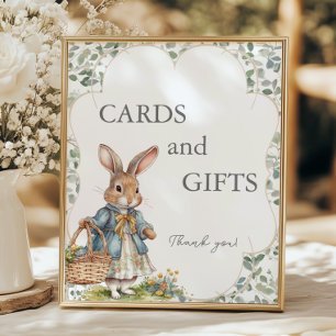 Peter Rabbit Evergreen Baby Shower Cards and Gifts Poster