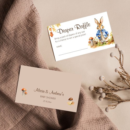 Peter rabbit fall baby shower diaper raffle enclosure card