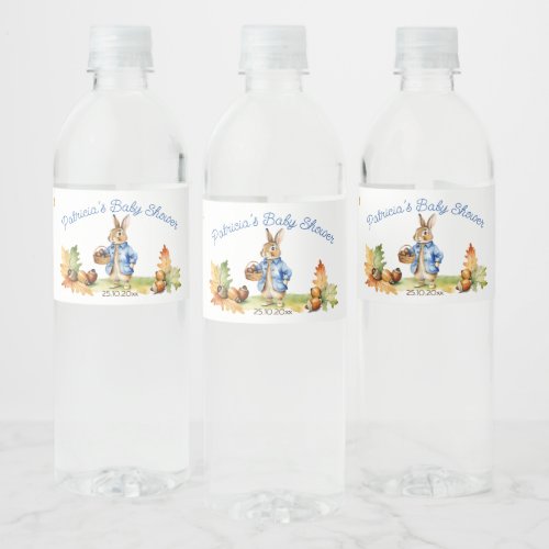 Peter rabbit fall baby shower tableware water bottle label