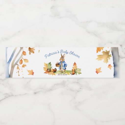 Peter rabbit fall baby shower tableware water bottle label | Zazzle