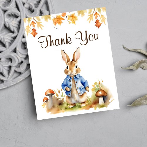 Peter rabbit fall baby shower thank you card