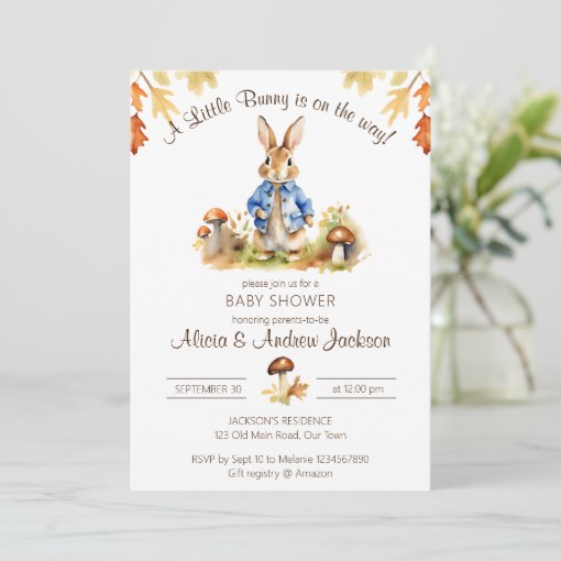 Peter rabbit fall themed baby shower template | Zazzle