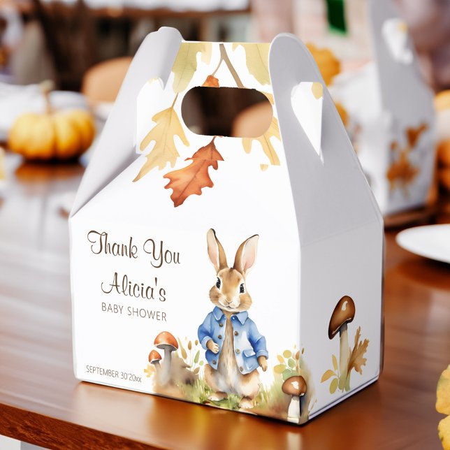 Peter rabbit fall themed baby shower template favor boxes (Peter rabbit fall themed baby shower template favor box cute bunny mushroom favor box)