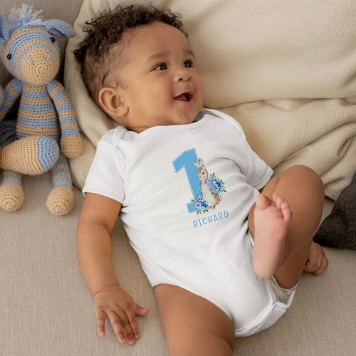 Peter Rabbit first birthday baby bodysuit