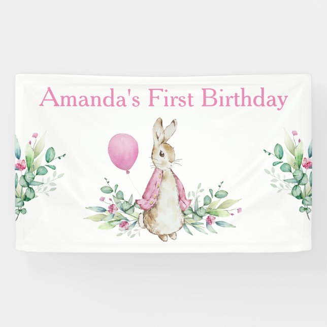 Peter Rabbit First birthday Backdrop Banner (Horizontal)