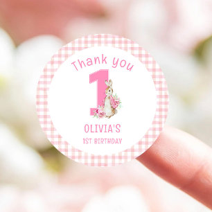 Peter Rabbit First Birthday Classic Round Sticker