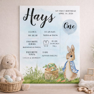 Peter Rabbit First Birthday Milestone Poster, My F Foam Board