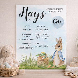 Peter Rabbit First Birthday Milestone Poster, My F Foam Board