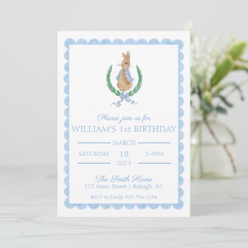 Peter Rabbit First Birthday Party Invitation