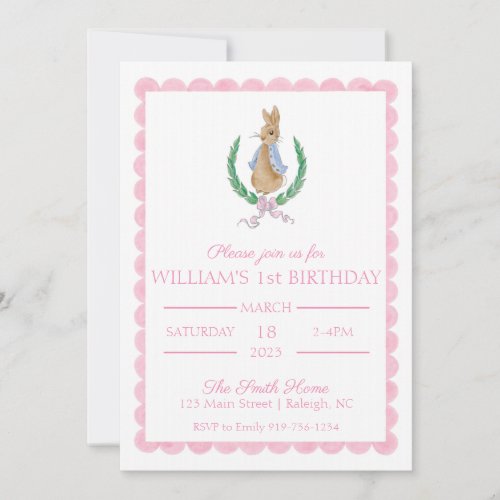 Peter Rabbit First Birthday Party Invitation