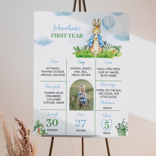 Peter Rabbit First Birthday Party Milestone Poster