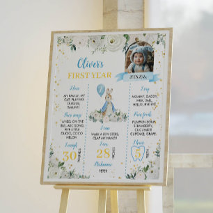 Peter Rabbit First Birthday Party Milestone Poster