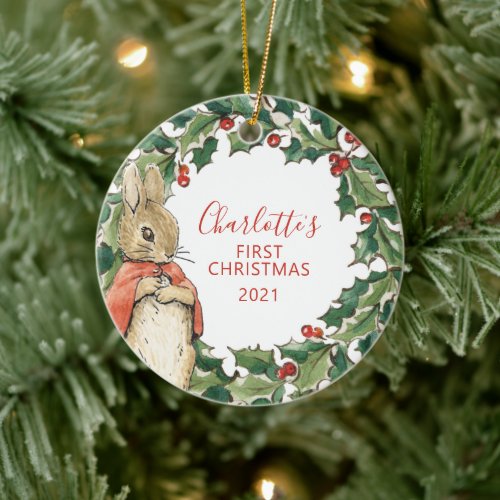 Peter Rabbit _ Flopsy  1st Christmas Ceramic Ornament