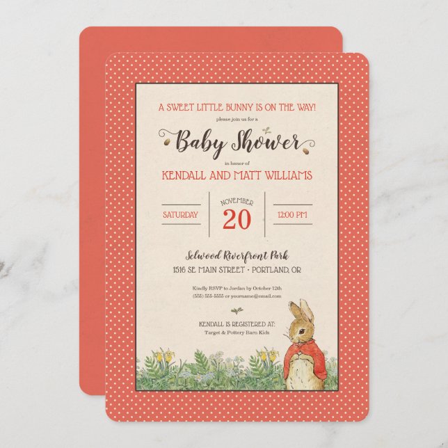 Peter Rabbit - Flopsy | Girl Baby Shower Invitation (Front/Back)