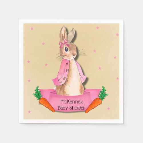 Peter Rabbit Flopsy Pink Girl Baby Shower Napkins