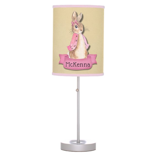 Peter Rabbit Flopsy Pink Girl Custom Table Lamp (Front)