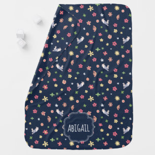Peter Rabbit   Floral Navy Pattern Baby Blanket