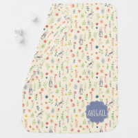 Peter Rabbit | Floral Watercolor Pattern Baby Blanket