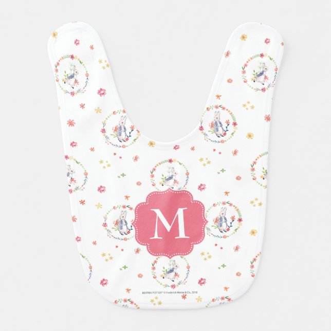Peter Rabbit | Floral Wreath Pattern Baby Bib (Front)