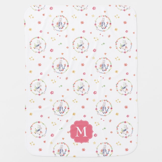 Peter Rabbit | Floral Wreath Pattern Baby Blanket (Front)