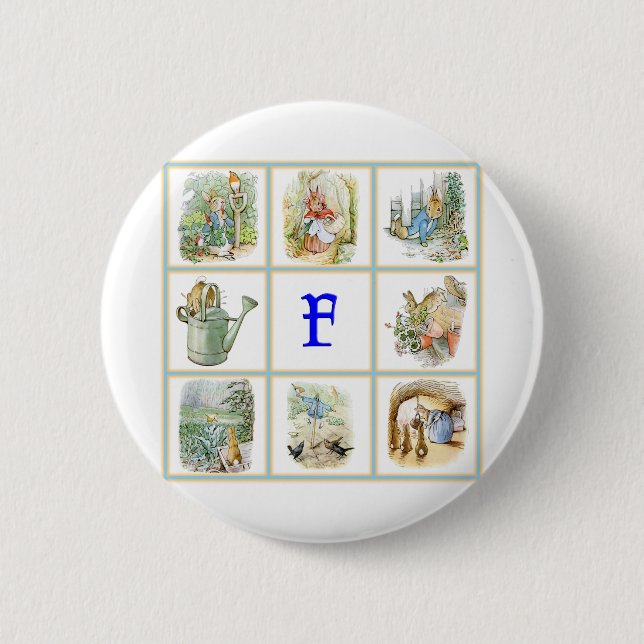 PETER RABBIT for children whose name begins with F Button (Front)