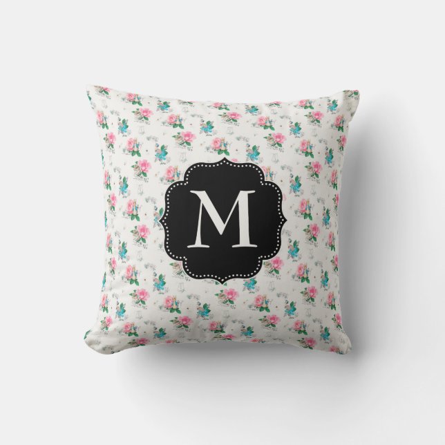 Peter Rabbit | Forget Me Not Floral Pattern Throw Pillow (Front)