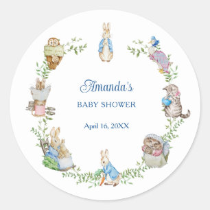 Peter Rabbit Friends Baby Shower Classic Round Sticker