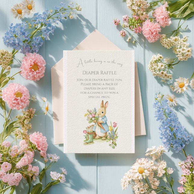 Peter Rabbit Garden Baby Shower Diaper Raffle Enclosure Card (Creator Uploaded)