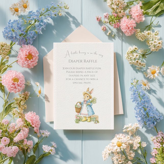 Peter Rabbit Garden Baby Shower Diaper Raffle Enclosure Card (Creator Uploaded)