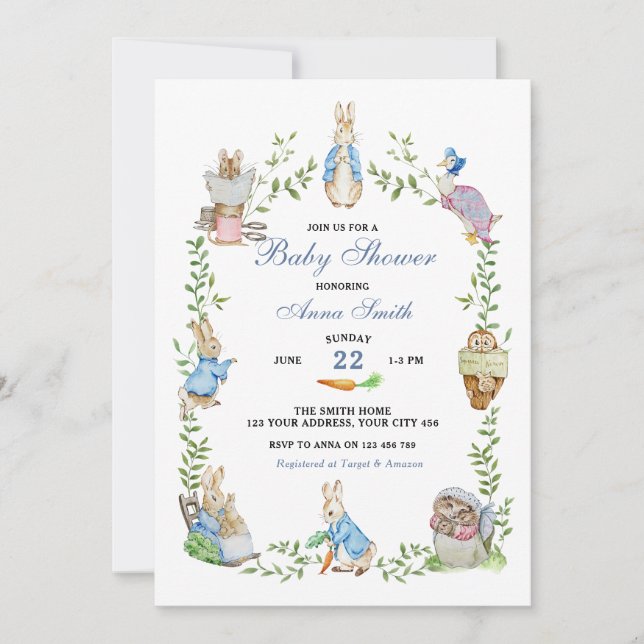 Peter Rabbit Garden Baby Shower Invitation (Front)