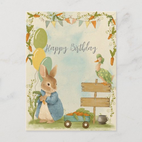 Peter Rabbit Garden Birthday Party Postcard