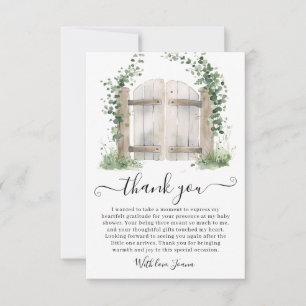 Peter Rabbit Garden Gate Greenery Baby Shower  Thank You Card
