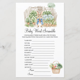 Peter Rabbit Garden Scramble Baby Shower Game