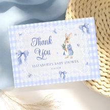 Peter Rabbit Gingham Baby Shower Thank You Card