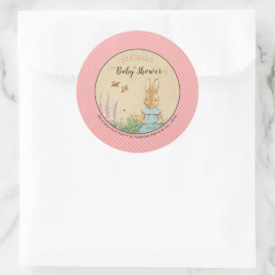 Peter Rabbit Girl Baby Shower Classic Round Sticker