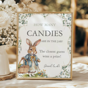 Peter Rabbit Girl Baby Shower How Many Candies Poster